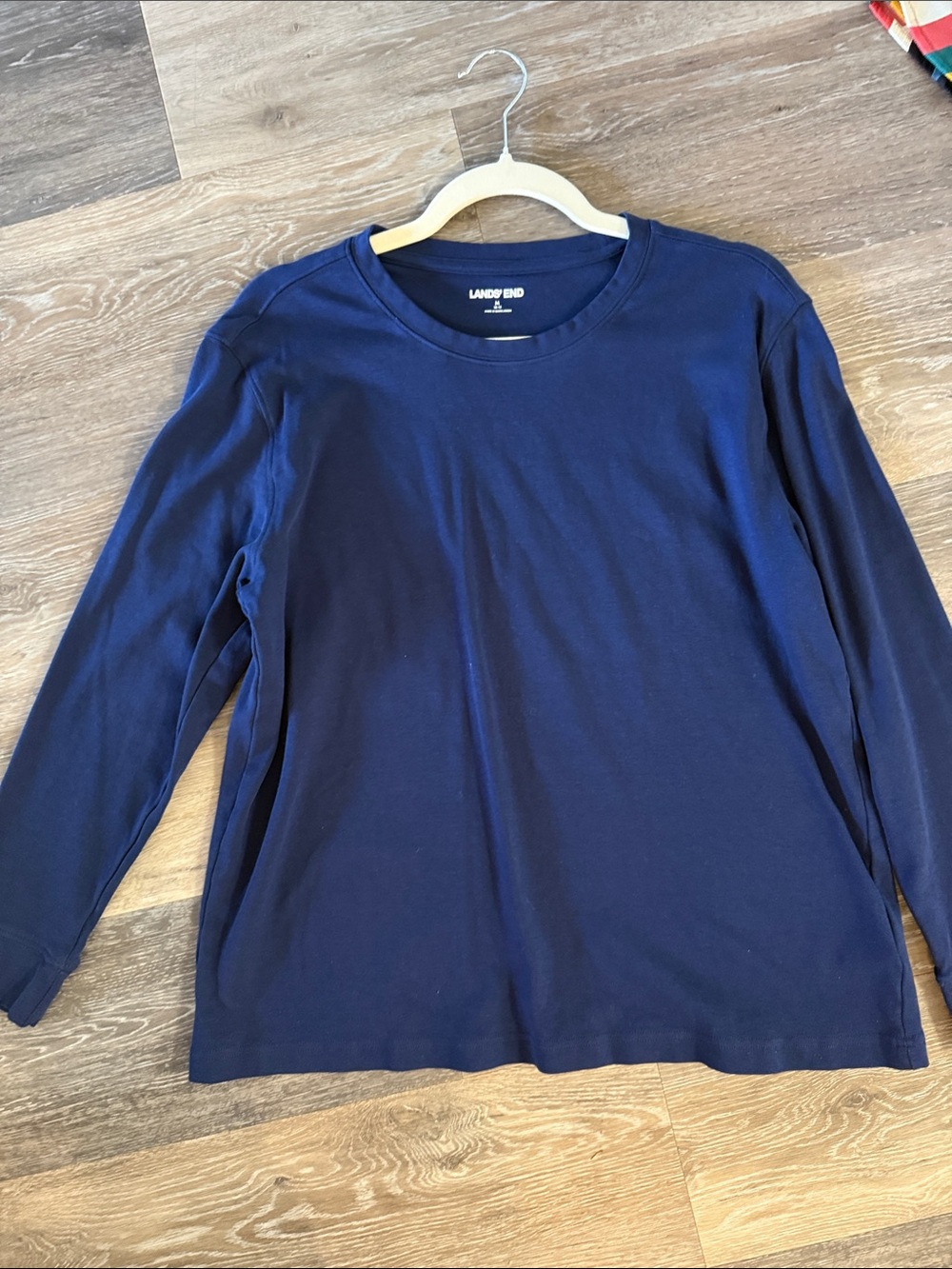 Lands' End Navy Long-Sleeve Crew Neck Tee